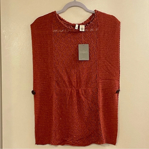 MOTH by ANTHROPOLOGIE‎ Open Knit Sleeveless Sweater in Red Rust - Picture 1 of 4